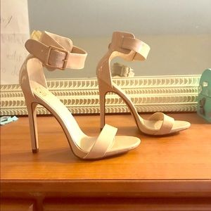 Nude open-toe heels